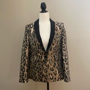 Vince Camuto Leopard Print Satin Blazer Size 2